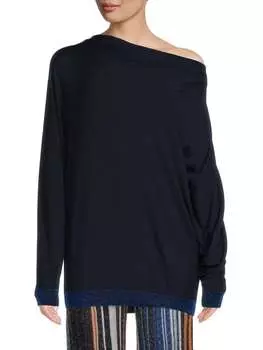 Длинный Топ на Одно Плечо Missoni из смесовой шерсти, blue notte