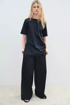 Длинный топ с шлифами ZARA, темно-синий