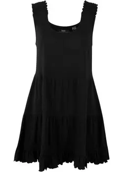 Длинный топ с воланами и широкими бретелями Bpc Bonprix Collection, черный