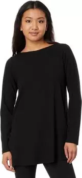 Длинный топ с вырезом «лодочка» и длинными рукавами Eileen Fisher, черный