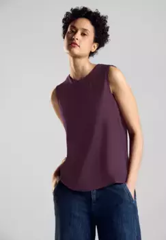 Длинный топ STREET ONE из трикотажа однотонного цвета, фиолетовый