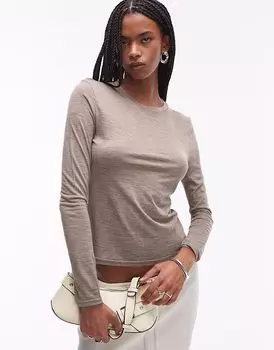 Длинный топ Topshop из смеси шерсти и овсяного меланжа