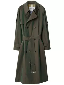 Длинный тренч Burberry, зеленый