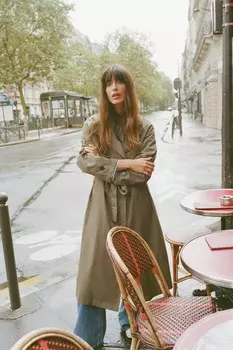 Длинный тренч с поясом ZARA, хаки