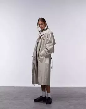 Длинный тренч Topshop с камнем