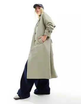 Длинный тренч Vero Moda из лаврового дуба с поясом