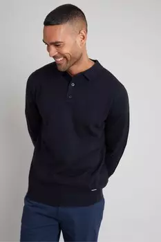 Длинный трикотажный джемпер поло Threadbare, синий