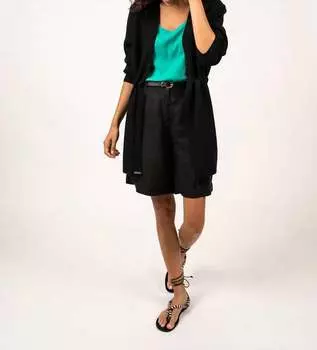 Длинный трикотажный жакет Caudan с завязкой на талии черного цвета SAINT JAMES