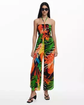 Длинный тропический женский комбинезон Desigual, черный
