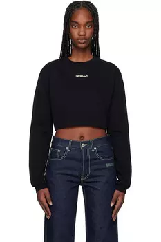 Длинный укороченный футболка с двойными стрелками Off-White, черный