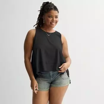 Длинный укороченный свободный топ для подростков больших размеров So, черный