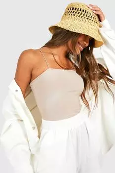 Длинный укороченный топ на ремешках спагетти Boohoo, серый