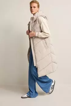 Длинный утепленный жилет без рукавов Next