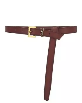 Длинный узкий ремень Cassandre Saint Laurent, цвет Dark Brown Chocolate & Brown Chocolate