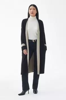 Длинный вязаный кардиган Coretta из 100% хлопка Barbour, черный