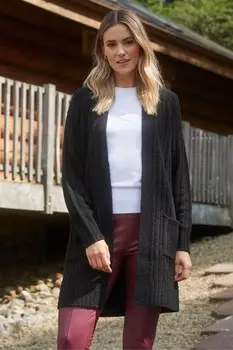 Длинный вязаный кардиган Threadbare, черный