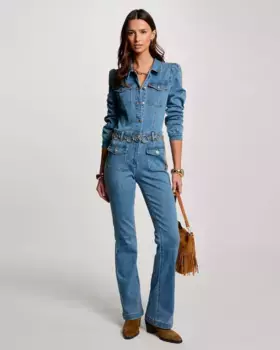 Длинный женский джинсовый комбинезон Morgan, индиго