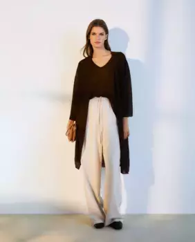 Длинный женский фантазийный вязаный кардиган Woman El Corte Ingls, коричневый