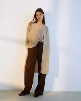 Длинный женский фантазийный вязаный кардиган Woman El Corte Ingls, бежевый