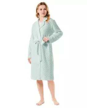 Длинный женский халат круглой вязки с застежкой на пояс Lohe, зеленый