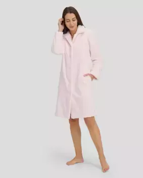 Длинный женский халат на пуговицах Lohe, розовый