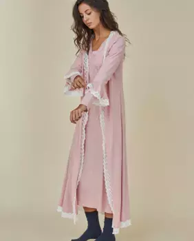 Длинный женский халат с кружевом Letts Dream, цвет Rosa Claro