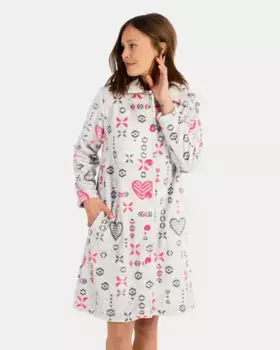 Длинный женский халат с застежкой на пуговицы Massana, серый