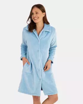 Длинный женский халат с застежкой на пуговицы Massana, синий