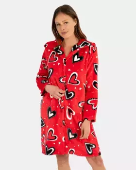 Длинный женский халат с застежкой на пуговицы Massana, красный