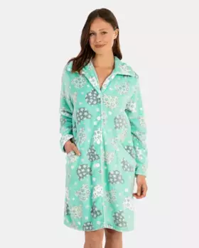 Длинный женский халат с застежкой на пуговицы и капюшоном Massana, зеленый