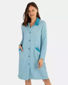 Длинный женский халат с застежкой на пуговицы Massana, бирюзовый