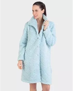 Длинный женский халат с застежкой на пуговицы Massana, зеленый