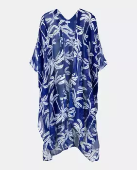 Длинный женский кафтан с принтом Easy Wear, синий