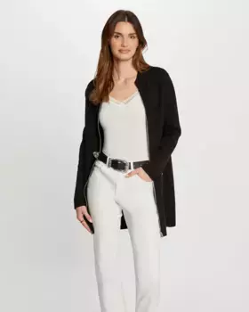 Длинный женский кардиган на молнии Morgan, черный