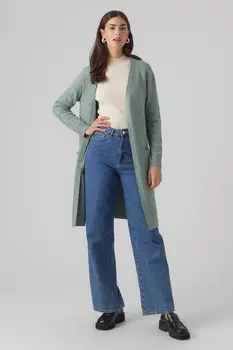 Длинный женский кардиган с длинными рукавами. Vero Moda, зеленый