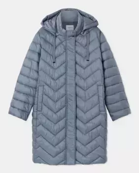 Длинный женский пуховик с капюшоном Couchel, светло-голубой