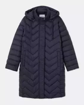 Длинный женский пуховик с капюшоном Couchel, темно-синий