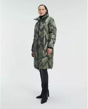 Длинный женский пуховик с принтом Andam