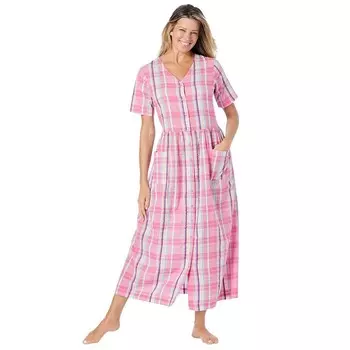 Длинный женский шезлонг из хлопчатобумажной ткани только необходимого размера больших размеров Only Necessities, цвет Peony Petal Plaid