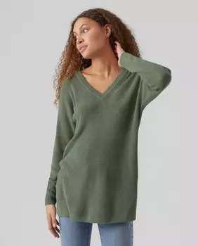 Длинный женский свитер с V-образным вырезом Vero Moda