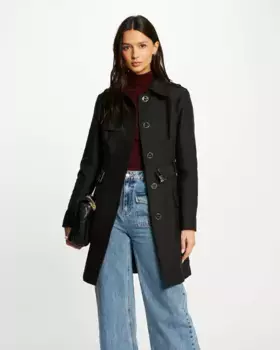 Длинный женский тренч с поясом Morgan, черный