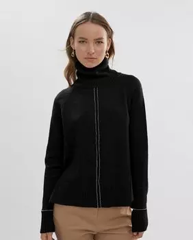 Длинный женский вязаный свитер с водолазкой Lola Casademunt, черный