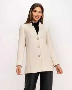 Длинный женский жакет в стиле сарафана на трех пуговицах Fsh, светло-бежевый