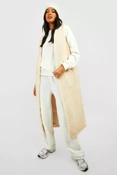 Длинный жилет борг Boohoo, кремовый
