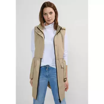 Длинный жилет Cecil с воротником с лацканами, кремовый