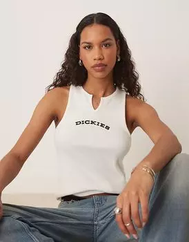 Длинный жилет Dickies с V-образным вырезом, кремового цвета