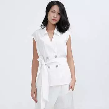 Длинный жилет из двух материалов Smart And Joy, белый