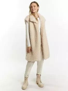 Длинный жилет из искусственного меха. Dreimaster, экрю