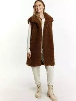 Длинный жилет из искусственного меха. Dreimaster, коричневый