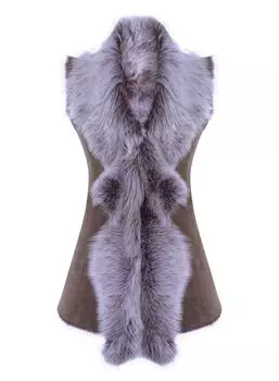 Длинный жилет из овчины цвета коричневого меха TruClothing